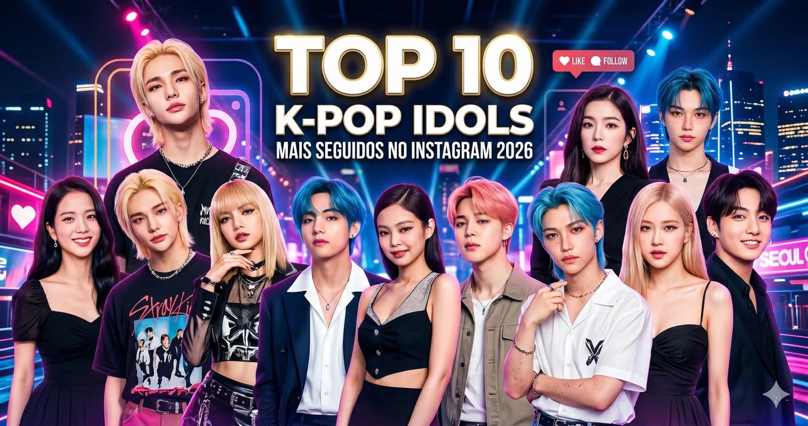 Top 10 K-pop Idols Mais Seguidos no Instagram em 2026